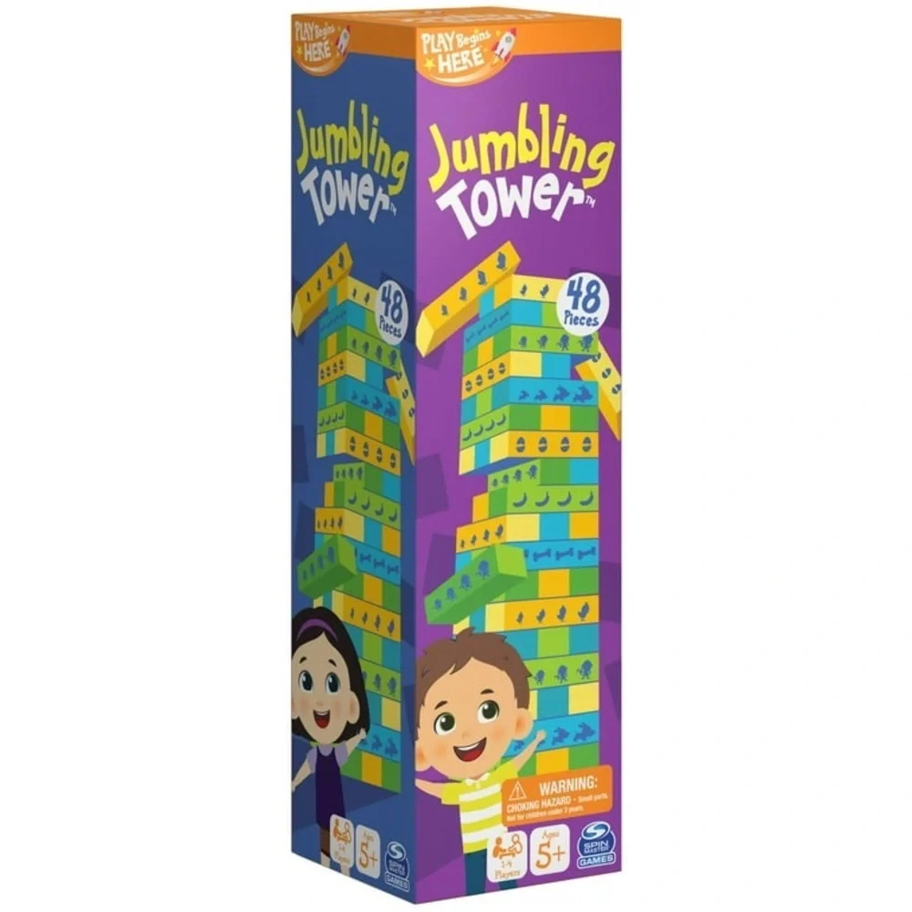 ❤️🆕 SPIN MASTER Games Play Begins Jumbling Tower Game for Families SEALED